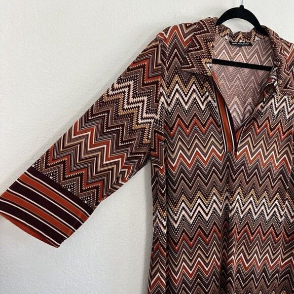 Mlle Gabrielle Womens Shift Retro Zig Zag Midi Dress Women Plus Size 3X Chevron - Picture 8 of 12